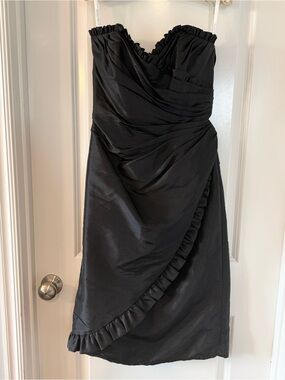 Sophia Tolli 10 Black Corset Back Strapless Cocktail Dress Sweetheart Neckline
